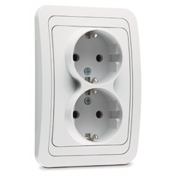 Розетка MAKEL Мимоза 2-местная бел. б/з с/п 16А 250В