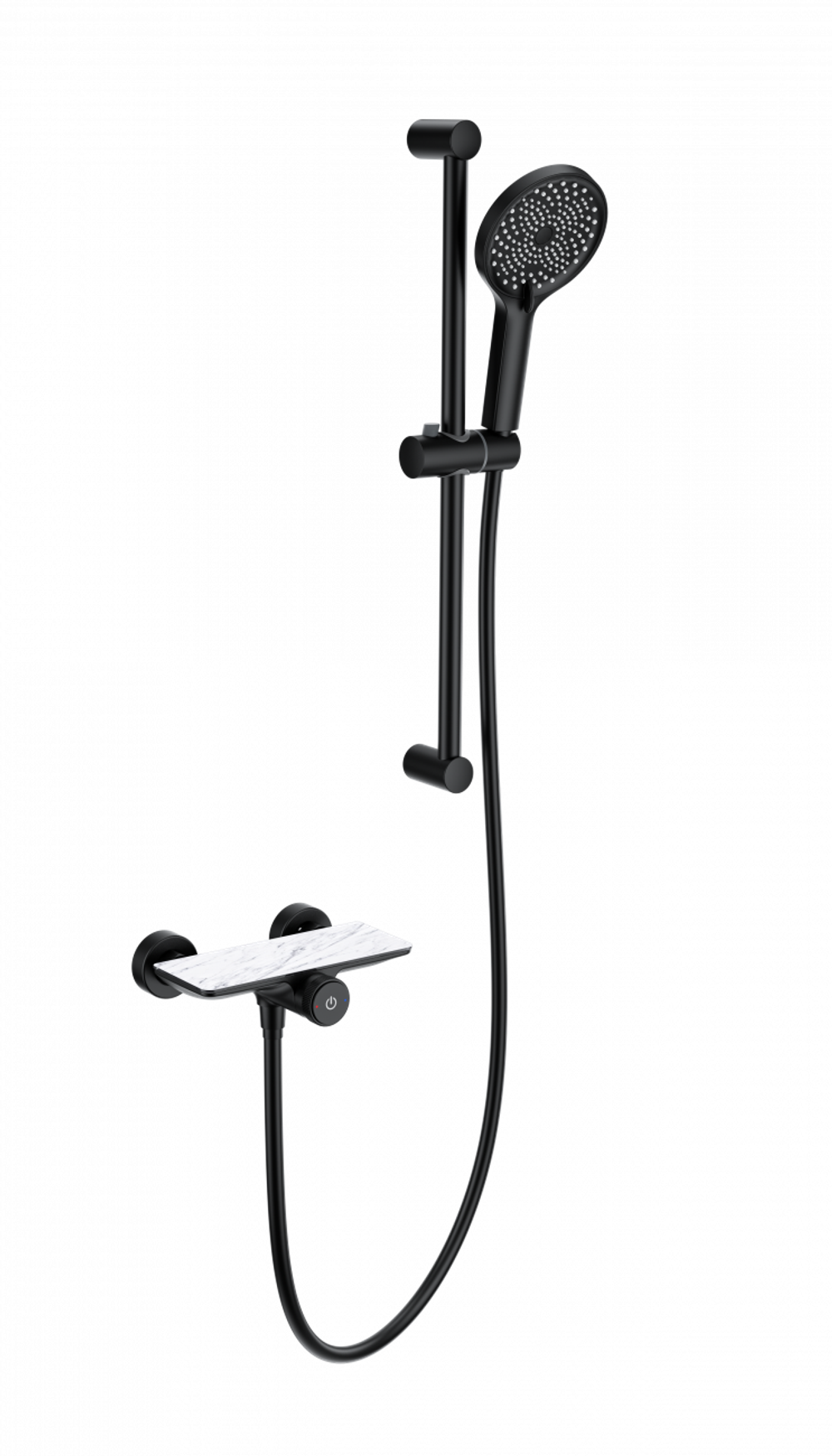 Смеситель для душа с гарнитуром WONZON & WOGHAND ClickPlate, Черный матовый (WW-B2052-A-MB)