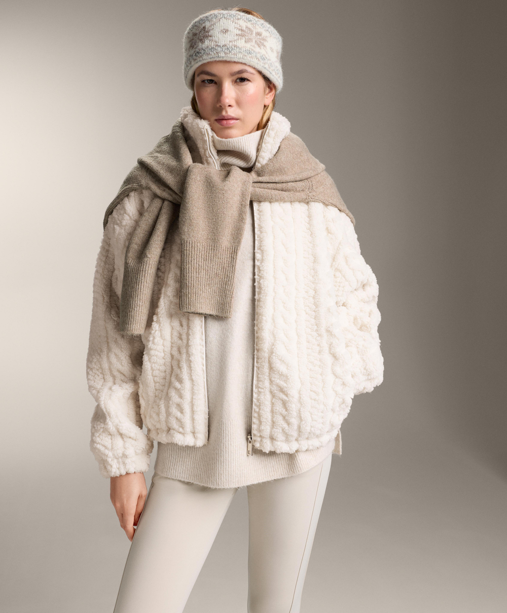 Oysho Джемпер свободного кроя с высоким воротником, экрю