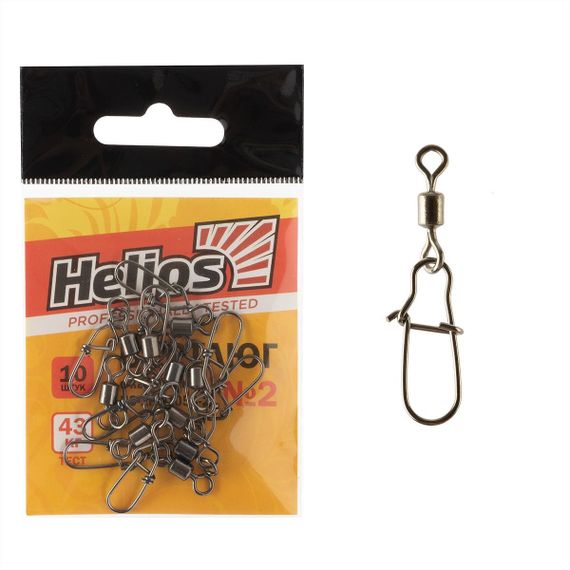 Вертлюг с  карабином №02, 43кг (10шт/уп) Helios (HS-ZPY-1056-2)