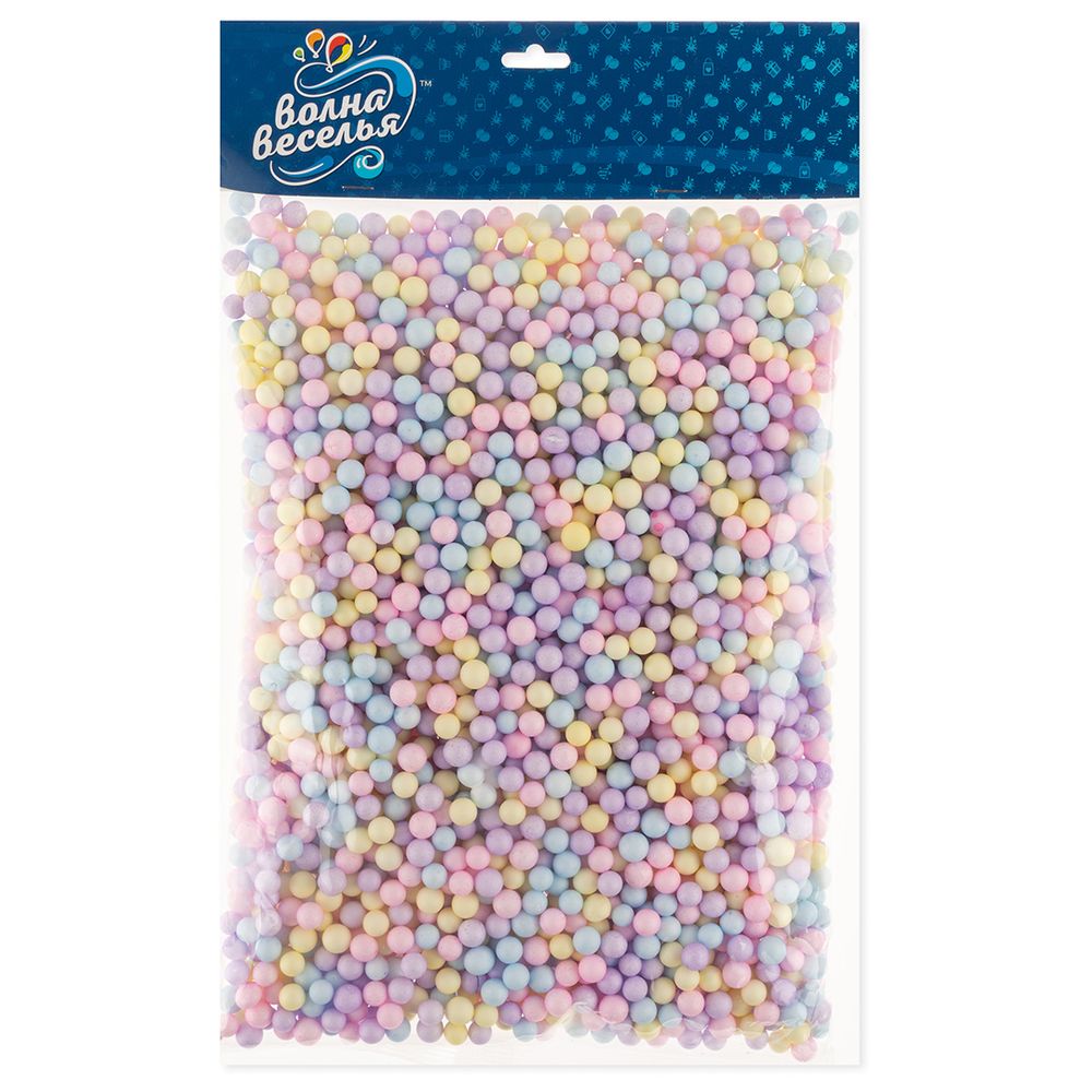 Шарики пенопласт, Цветной микс, Мультиколор, Макарунс, 6-8 мм, 20 гр.
