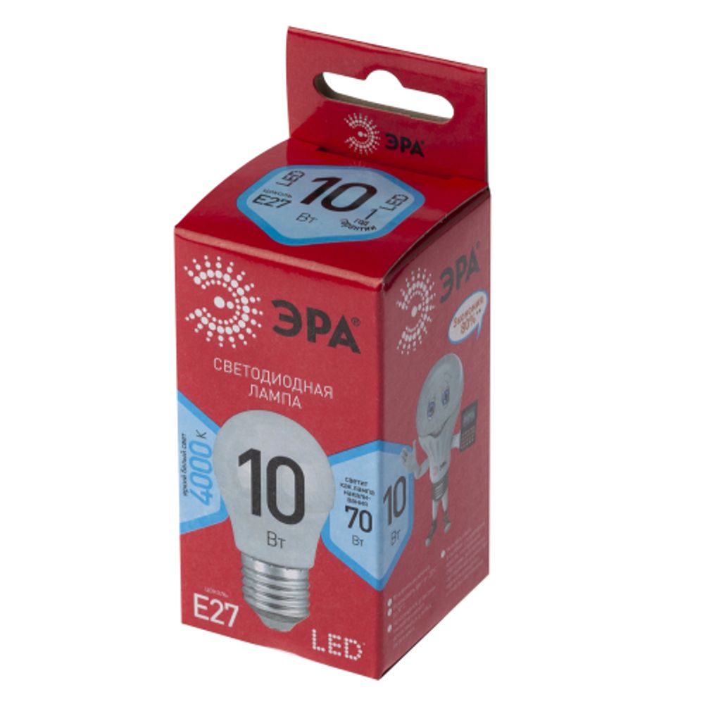Лампа светодиодная ЭРА RED LINE LED P45-10W-840-E27 R 10Вт шар нейтральный белый свет E27 | Лампы cветодиодные Шар (G/P)