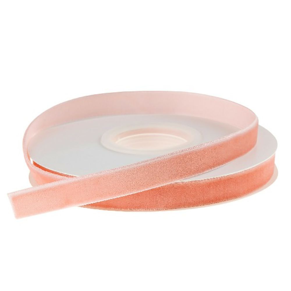 Лента декоративная (бархат) 12ммx10ярд (Пудровый)