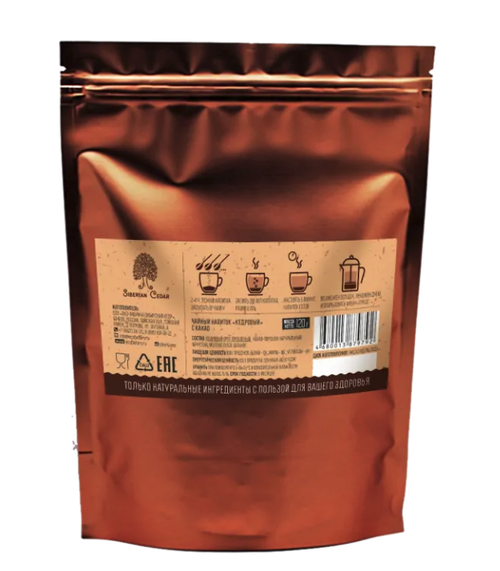 Кедровый напиток "с Какао" / 120 г / дой пак / Сedro / Сибирский кедр