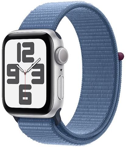 Умные часы Apple Watch Series SE 2023 40 мм из алюминия серебристого цвета, нейлоновый браслет цвета «ледяной синий»
