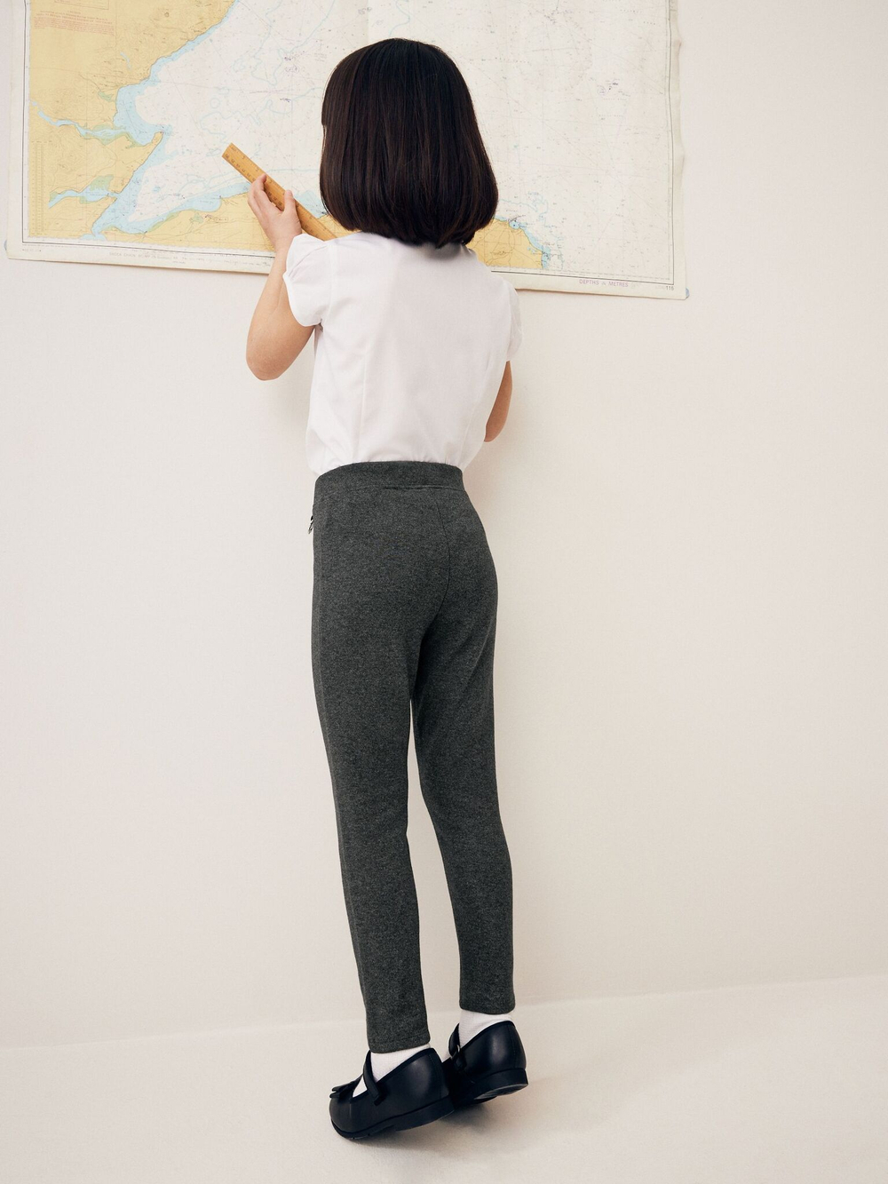 Брюки школьные без застежки для девочки Next Q90-023, Серый