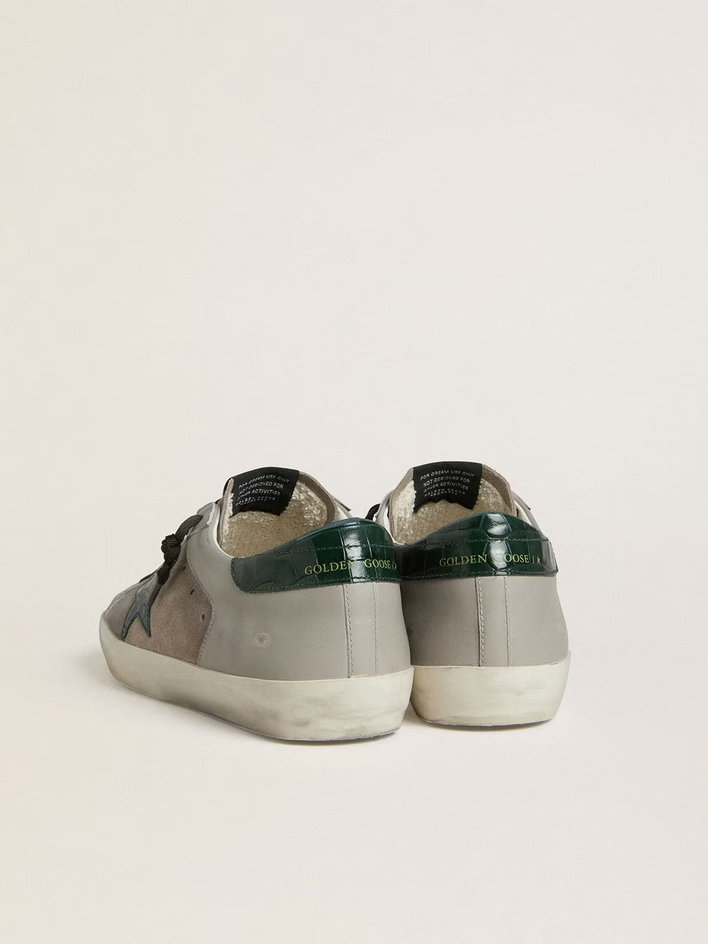 Men's Super-Star in nappa and suede with green croc-print leather star