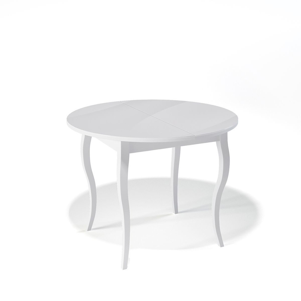 Стол обеденный, кухонный раздвижной KENNER 1000 С белый/стекло белое сатин
