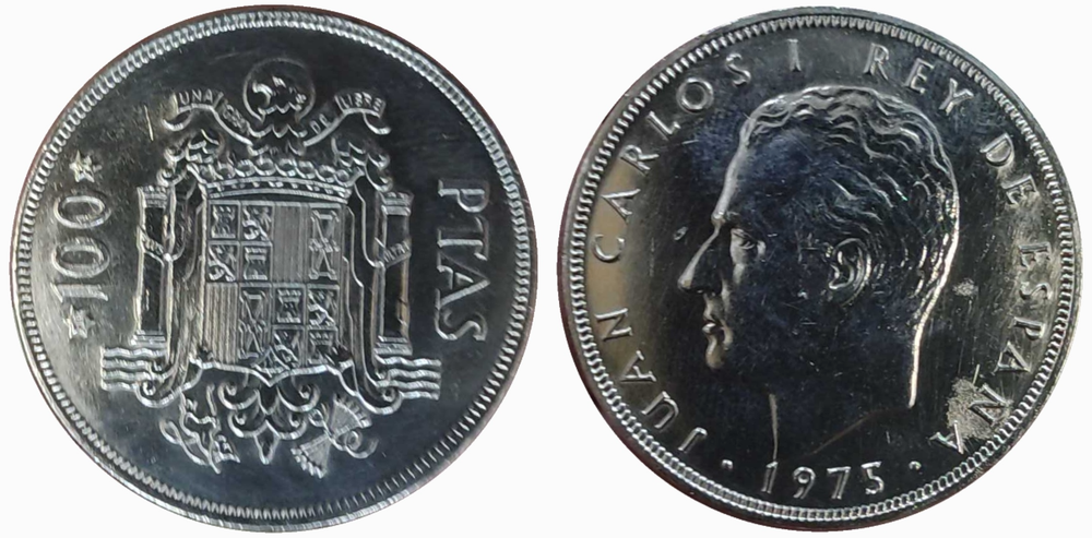 Испания 100 песет, 1975 Король Хуан Карлос I VF