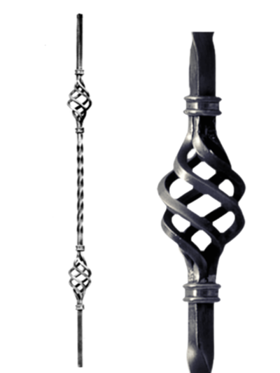 Балясина сталь. Высота 900 Квадрат 12мм. С двумя корзинками