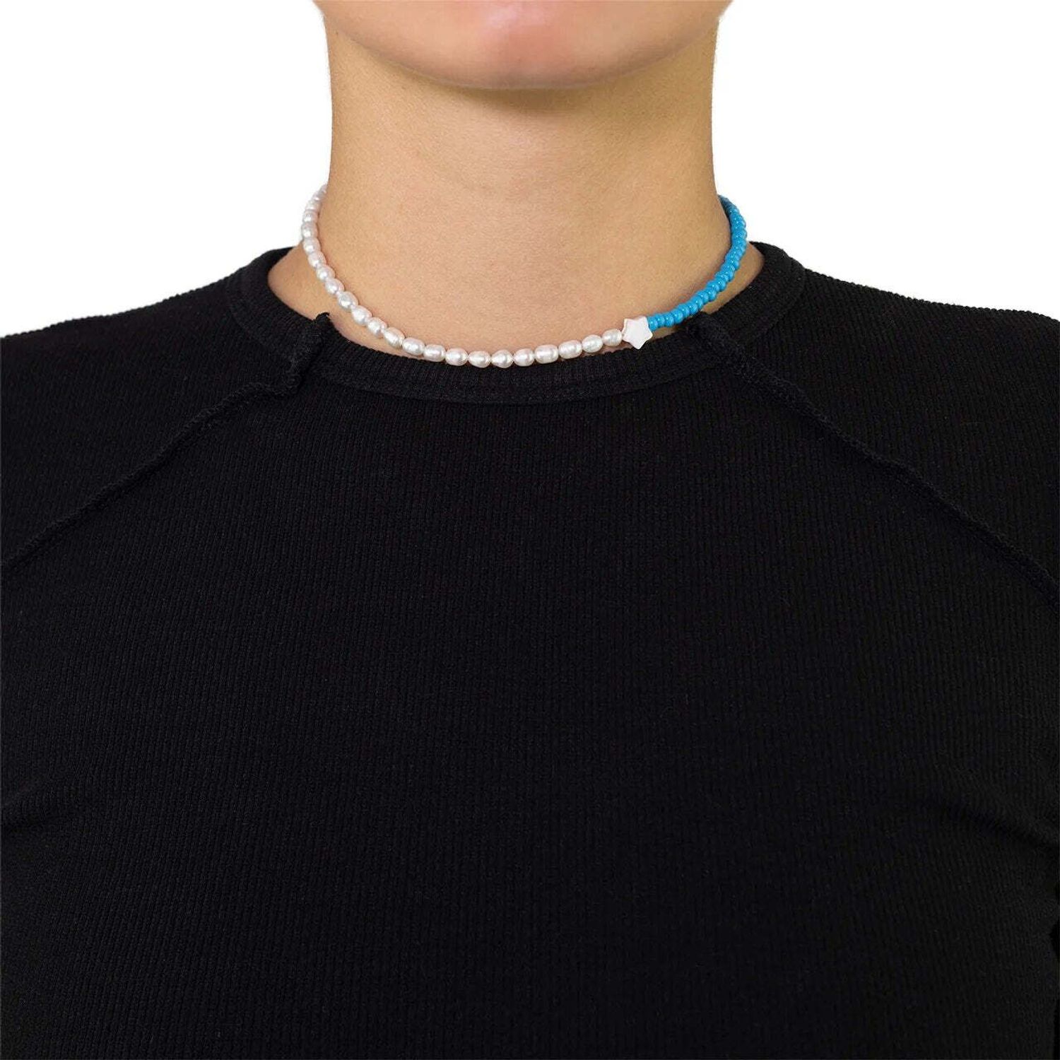 Колье Delicate Blue Choker With Star And Pearls