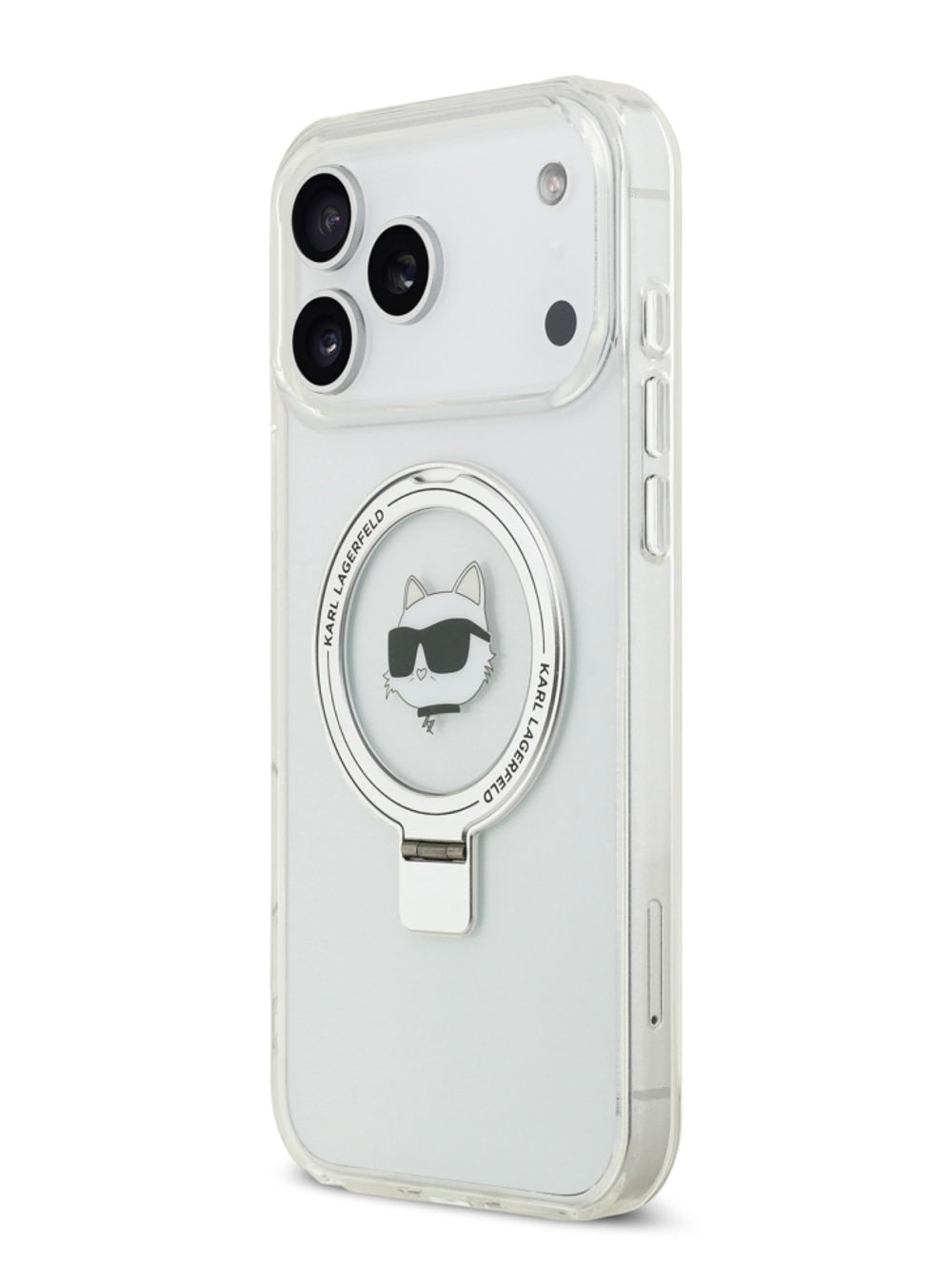 Lagerfeld для iPhone 17 Pro Max чехол IML + Ring stand NFT Choupette head Hard Transparent (MagSafe)