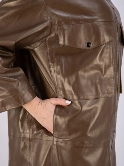 Пальто из натуральной кожи с капюшоном