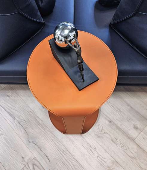 Журнальный столик 4500, металл, коричневая экокожа