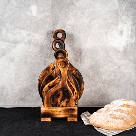 Деревянные разделочные доски 4 шт. из сибирского кедра на подставке RDN14