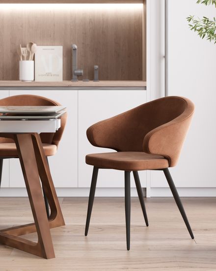 Стул с подлокотниками Codo велюр коричневый