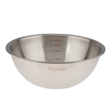 Миска-салатник Jolly Kitchen c мерной шкалой, 22 см, нержавеющая сталь, 2 л, матовый/глянец