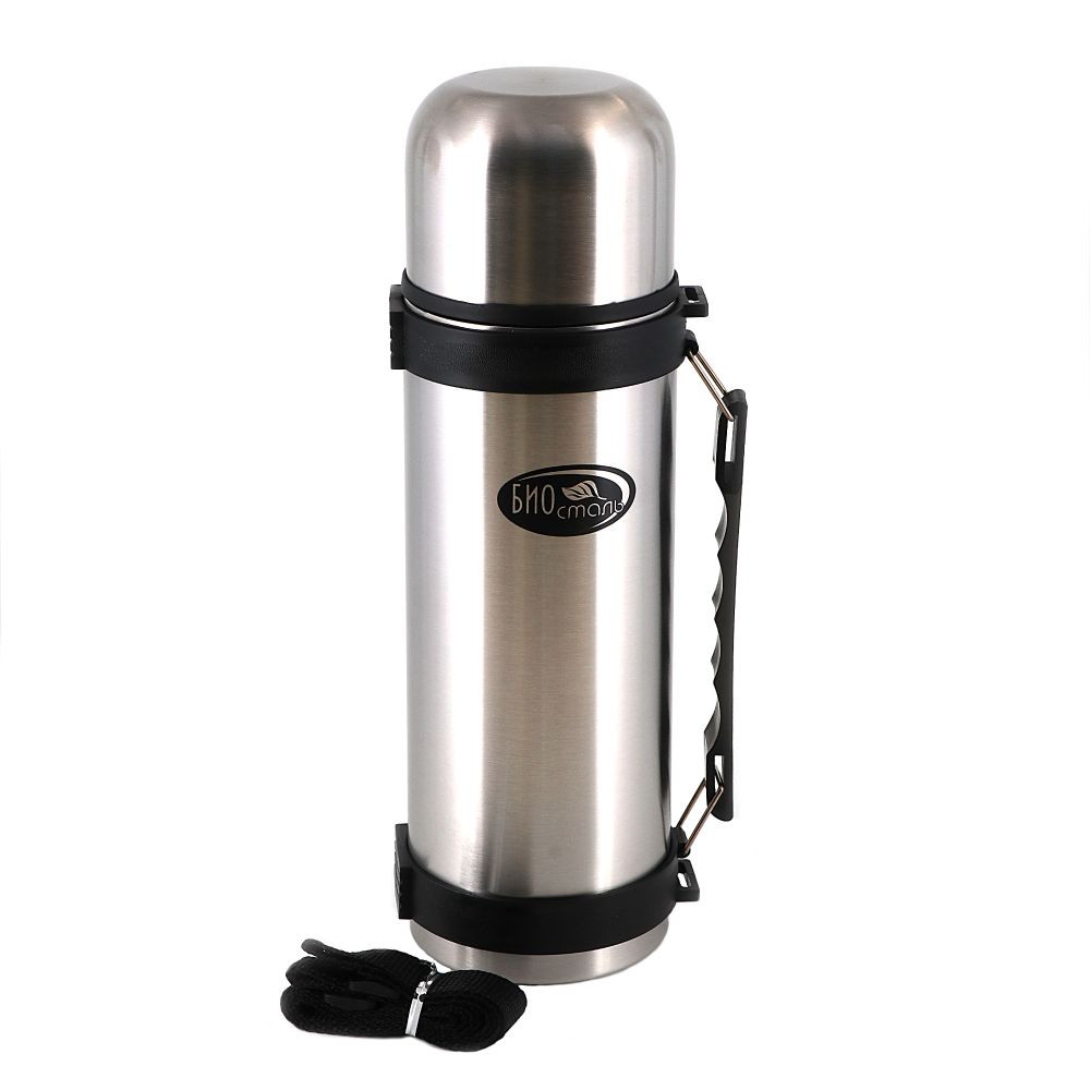 Термос &quot;Биосталь&quot; с узкой горловиной, пробкой с кнопкой и ручкой, 1,2 л/12/