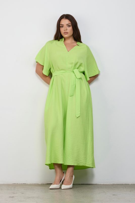 Платье-туника из жатой вискозы, лайм