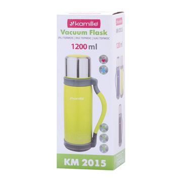 Термос 1200 мл. из нержавеющей стали Kamille KM-2015 с ручкой и ремешком.