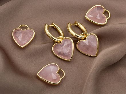 Подвеска "Сердце" 23,5мм, из розового кварца