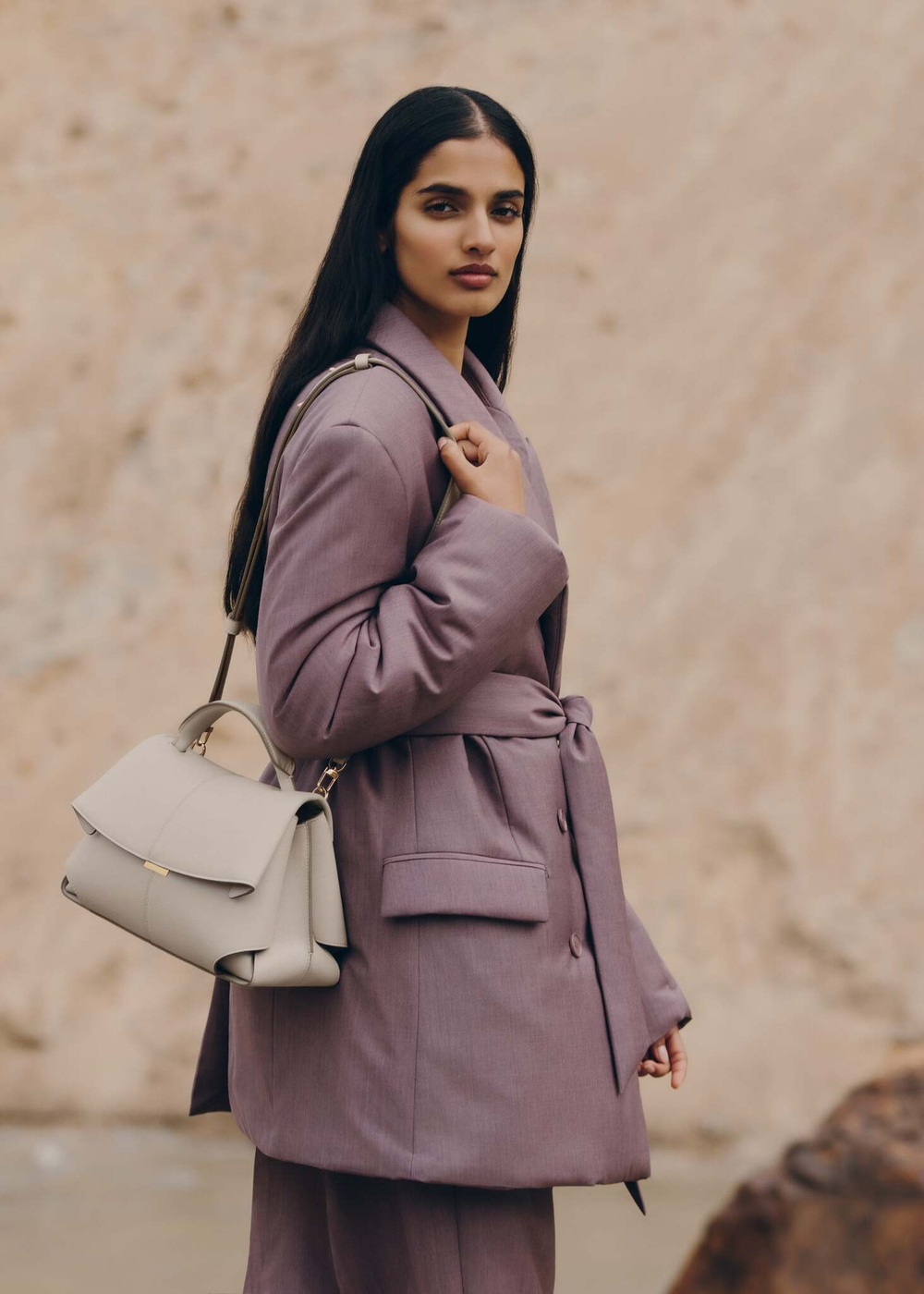 Сумка Polene Mokki EDITION TEXTURED CHALK