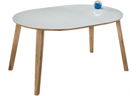 Стол стеклянный Woodville Семвэлл белый, дуб монтана