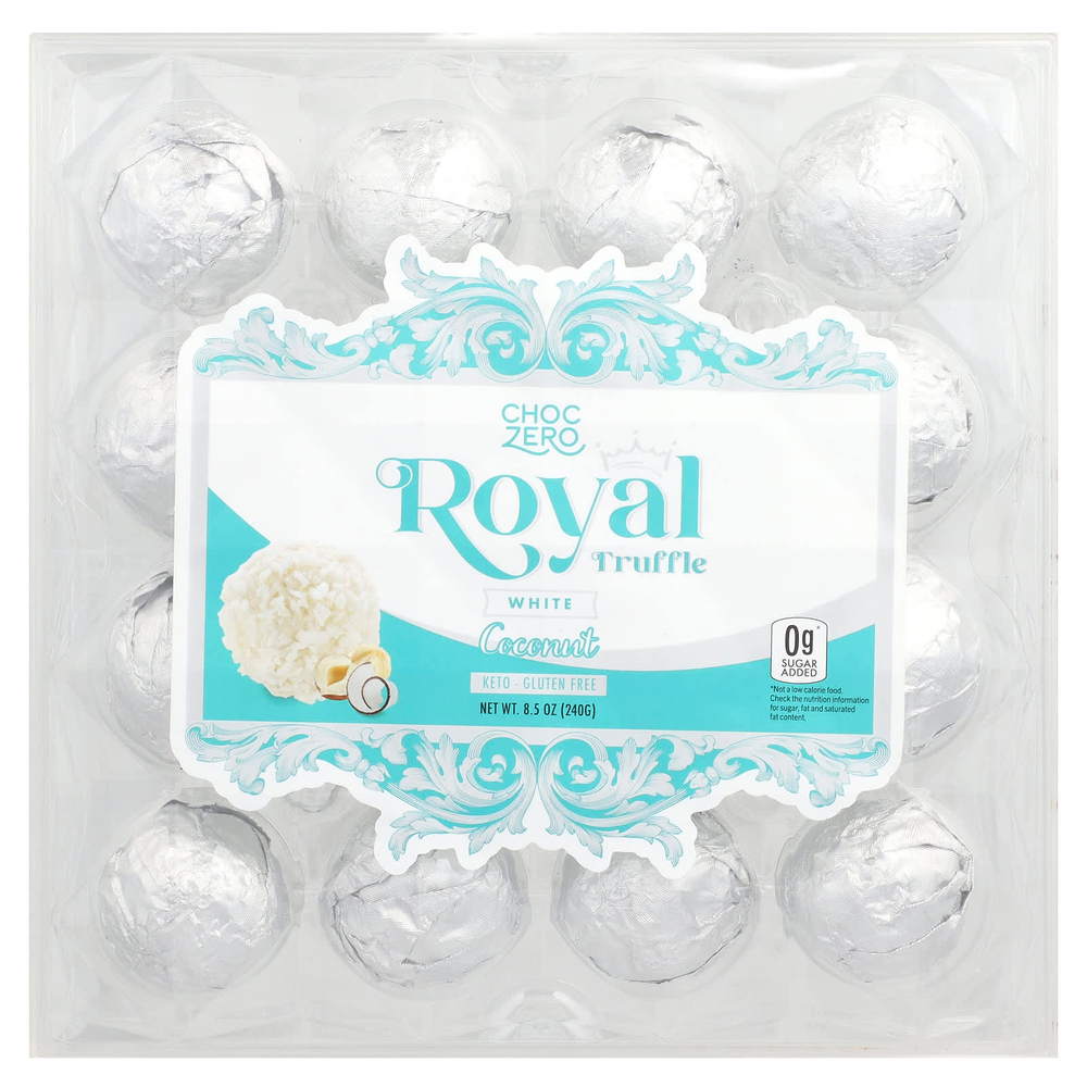 ChocZero, Королевский трюфель, белый с кокосом, 240 г (8,5 унции)