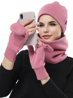 Шапка бини с начесом для хвоста, дред и кос