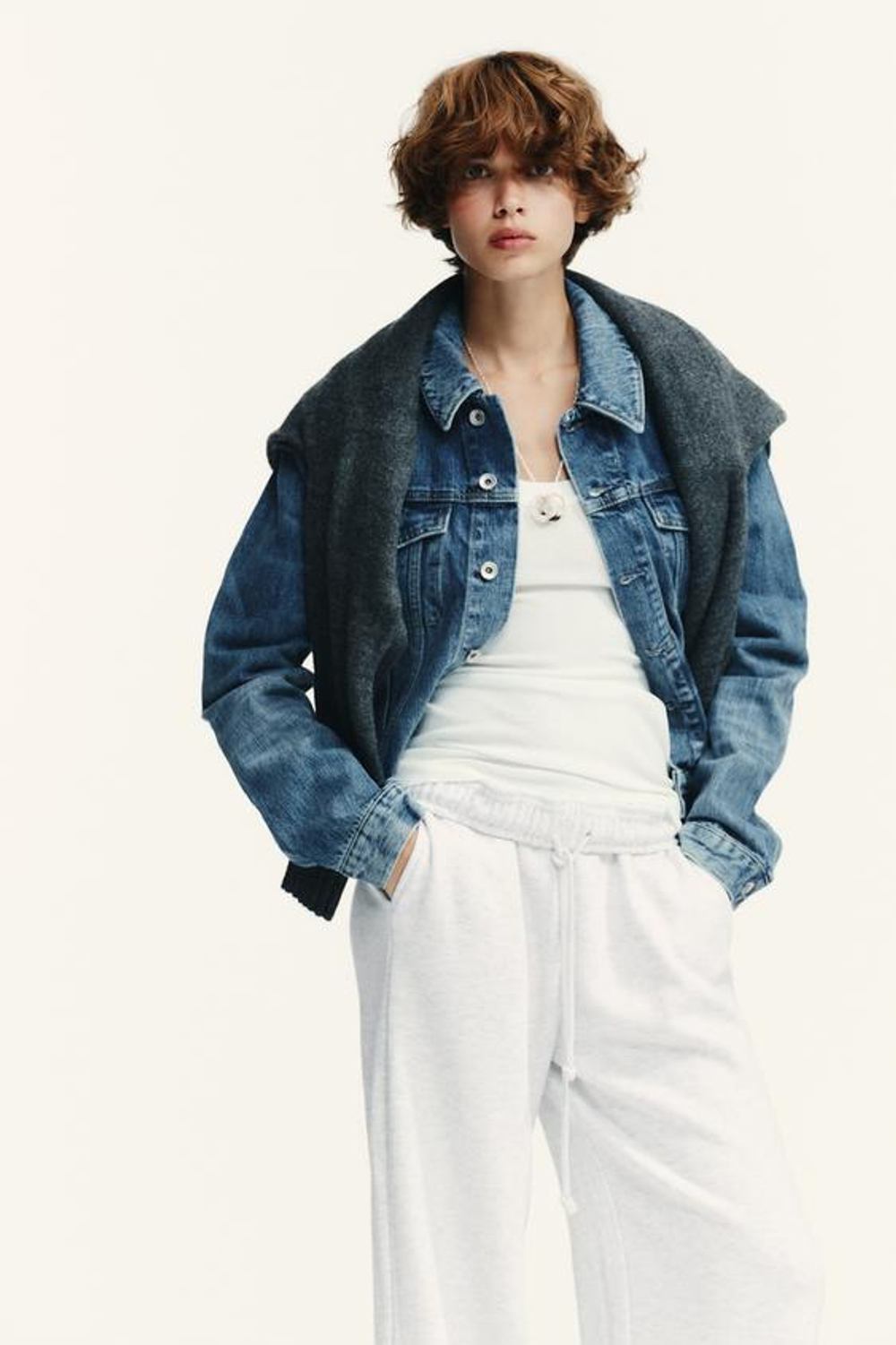 ZARA БАЗОВЫЕ ПРЯМЫЕ БРЮКИ ИЗ МЯГКОЙ ТКАНИ, СЕРЫЙ МЕЛАНЖ