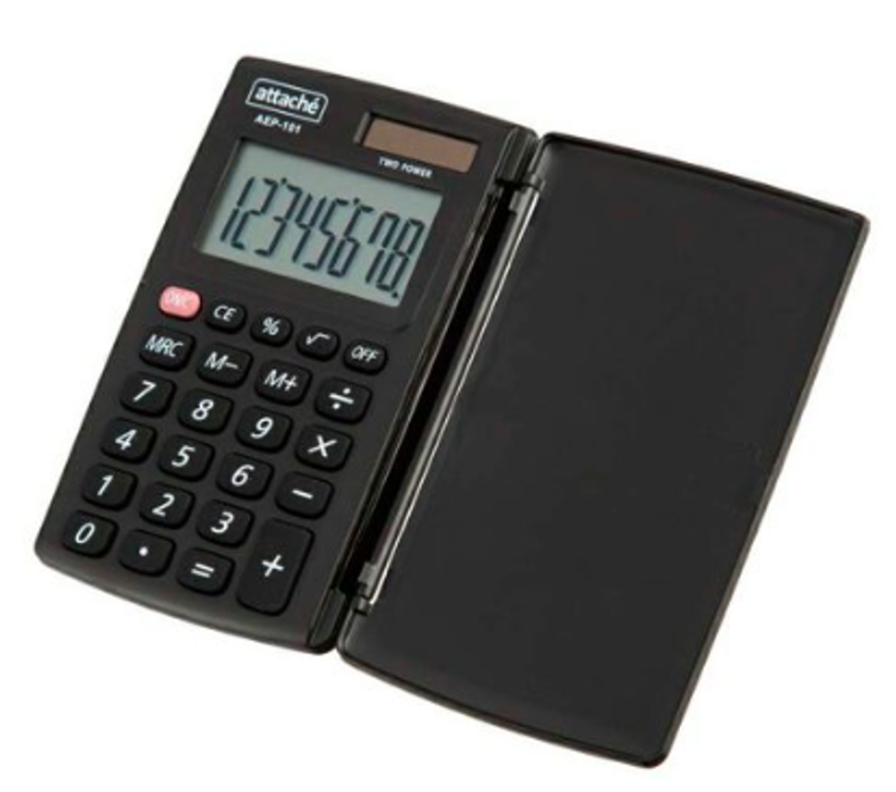 Калькулятор карманный с крышкой Attache (AEP-101) (черный)