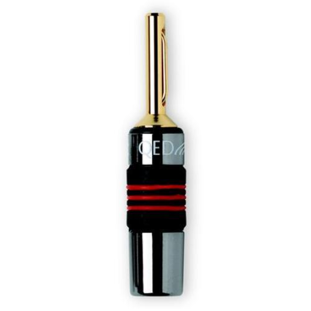 QED (QE1910) Airloc Metal 4mm Plug, Разъем типа "Банан" металлический 1 красный 1 черный. Пара