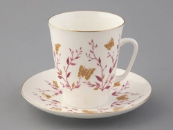 Чашка с блюдцем кофейная 165 мл форма Майская рисунок Розовые веточки арт. 81.13735.00.1