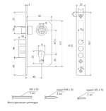 Замок врезной Apecs 1027/60-G/Gm