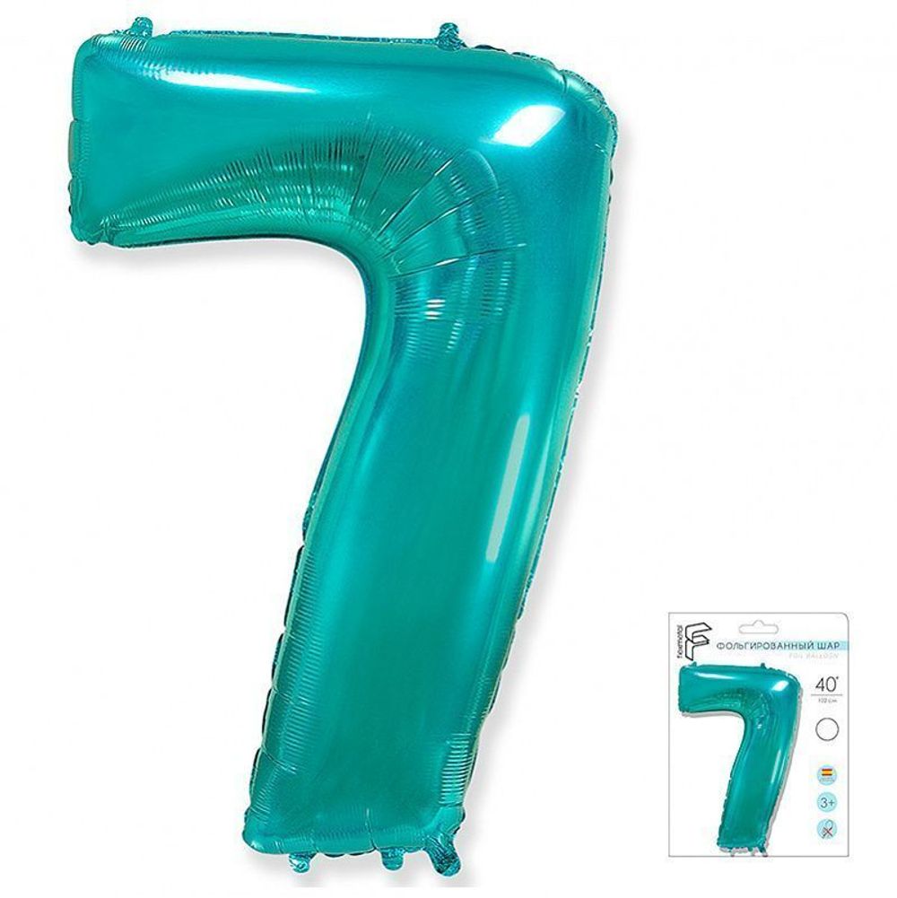 Шар (40"/102 см) Цифра "7" Тиффани в упаковке / Seven