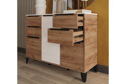 Комод Малави, Дуб крафт табачный, Белый глянец