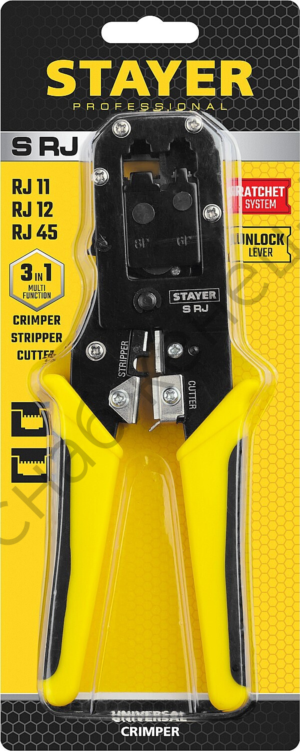 STAYER RJ45 RJ11/RJ12, Универсальный кримпер (22652)