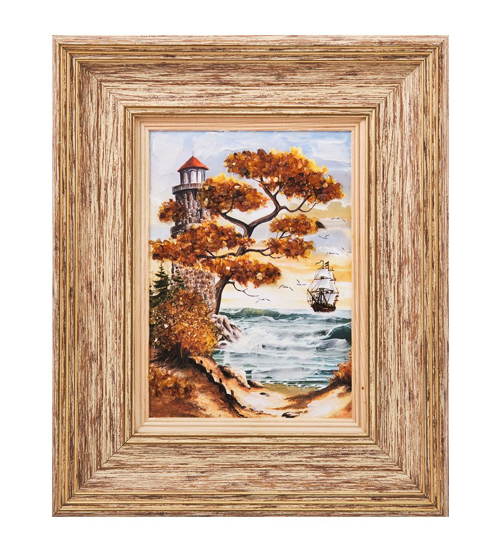 AMB-03/65 Картина «Красота природы» (с янтарной крошкой) H-32см