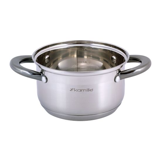 Кастрюля 1,5 л. из нержавеющей стали Kamille KM-4920 с черными ручками