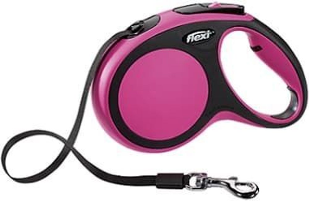 flexi рулетка New Comfort М (до 25 кг) лента 5 м черный/розовый