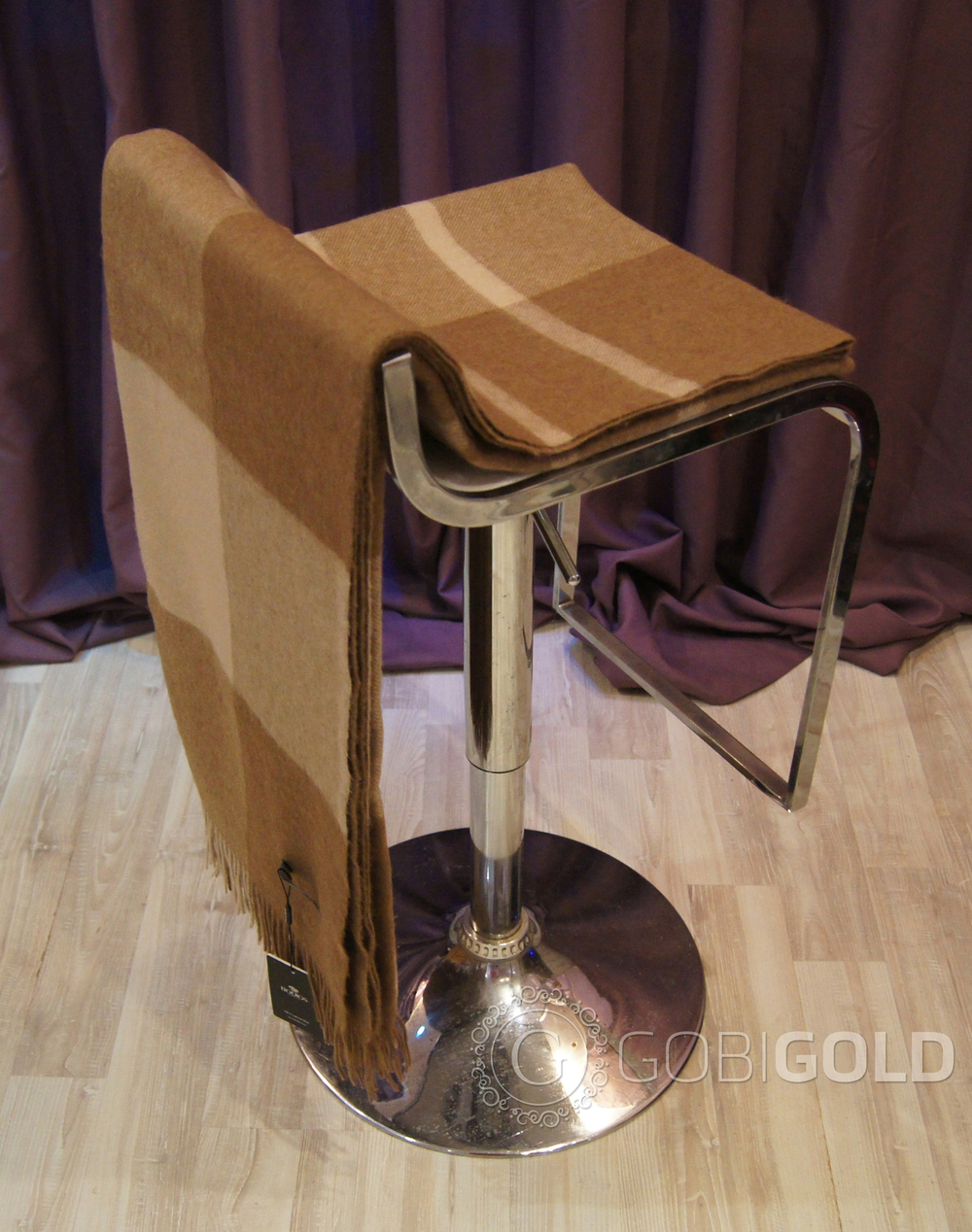 Плед из 100% шерсти молодого верблюжонка 150x200 см. (BODIOS) - камэл-бежевый