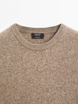 Massimo Dutti Свитер из 100% кашемира с длинными рукавами, кротово-коричневый