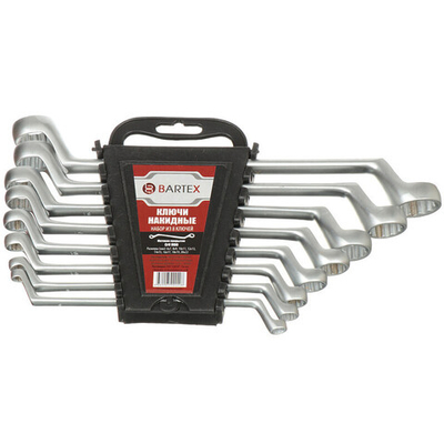 Набор ключей накидной, М80, 8 пр, Bartex, 6-22 мм, матовый, CrV сталь, М80, шт