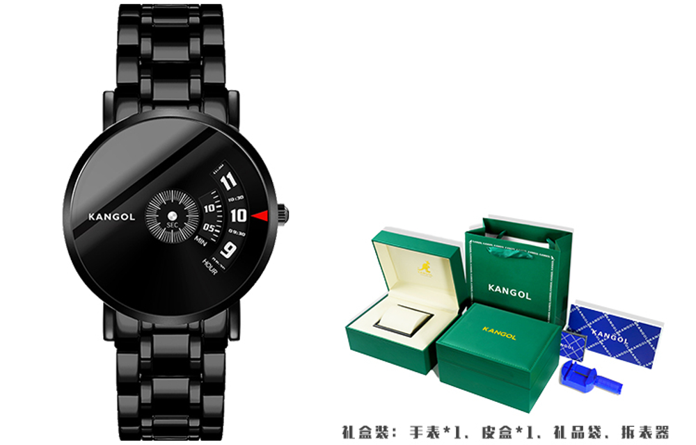 KANGOL Wormhole Concept Needle Free Black Hole Vintage Fashion Quartz Movement Metal Strap Watch Men"s Watches