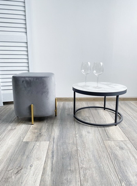 Пуф для гостиной М-City DISAUR Арес (Ares) Bluvel-14 Серый, Золотой