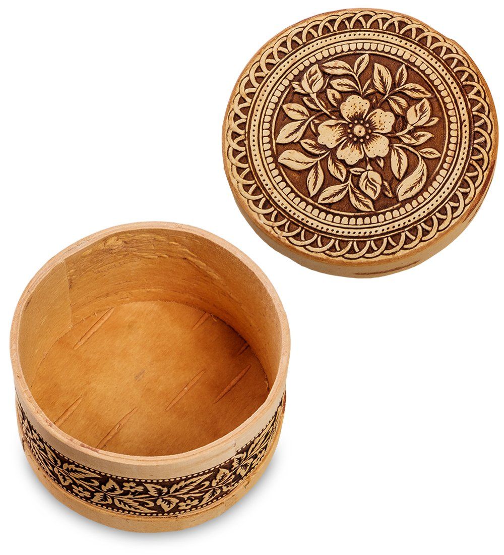 Народные промыслы BST-313/ 1 Шкатулка «Цветы» (береста)