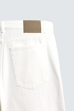 ZARA ДЖИНСЫ STRAIGHT ДЛИНОЙ ДО ЩИКОЛОТКИ SELVEDGE, ЭКРЮ