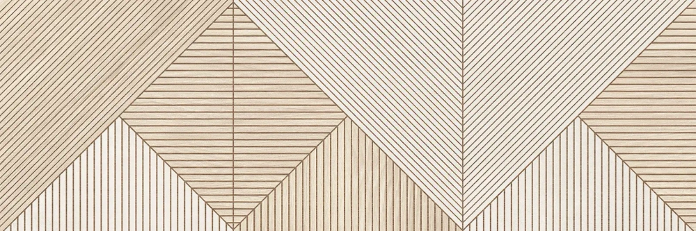 Настенная плитка Alma Ceramica TWU3090PAT47R Patio 30x90 бежевая / белая матовая / рельефная под дерево / геометрия