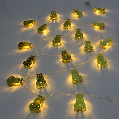 Гирлянда для дома «Золотой снеговик» 4м 20 ламп LED, 3,7*6 см прозр.пров.,1 реж, IP-20, Теплый белый (возможность соединения)