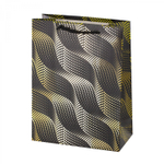 Пакет подарочный бумажный Alingar, (L+) 26х32х10 см, вертикальный, "Золото на черном", матов. ламинация, тиснение, ассорти